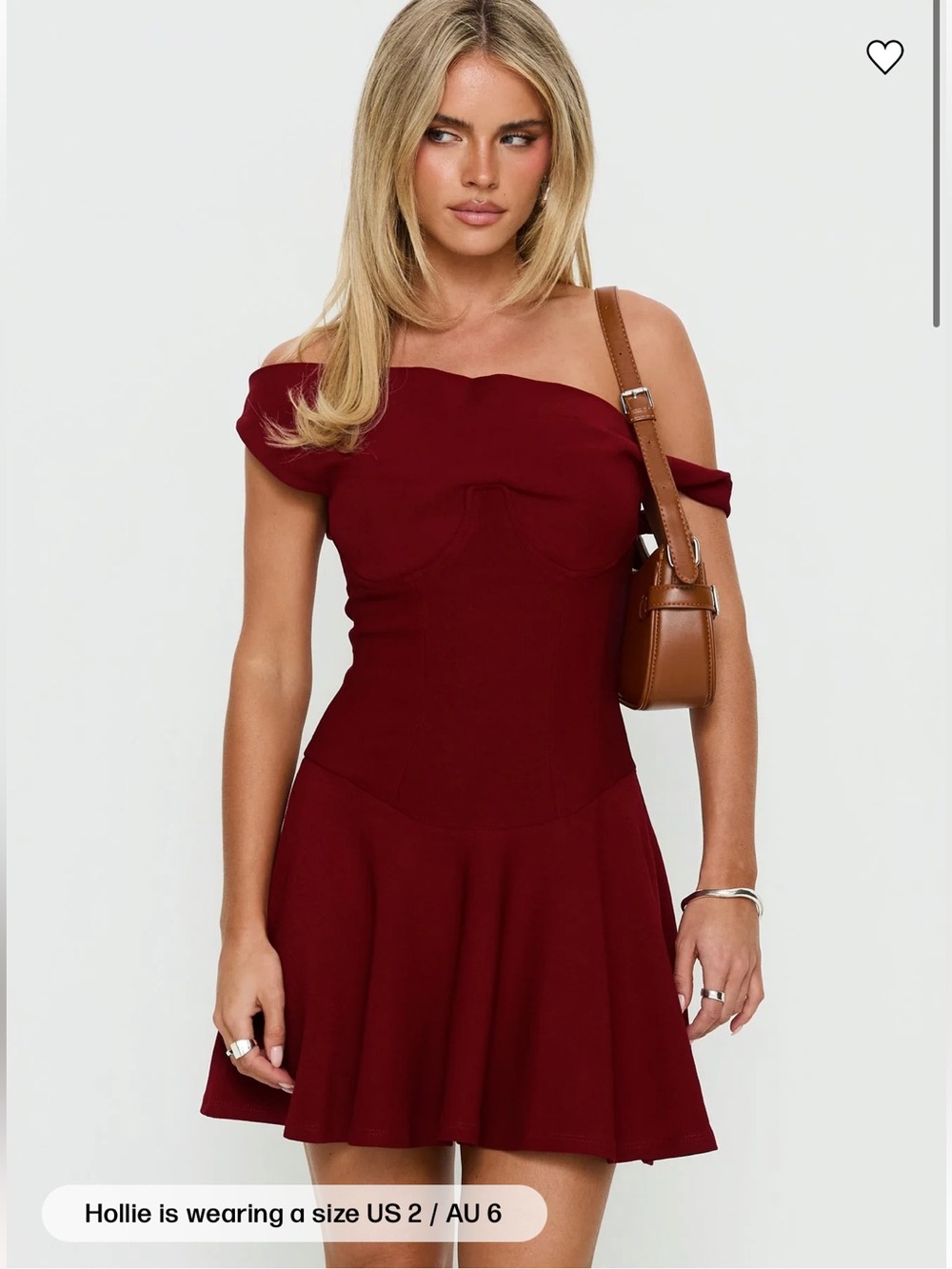 NWT Delcina Off Shoulder Corset Mini Dress Burgundy